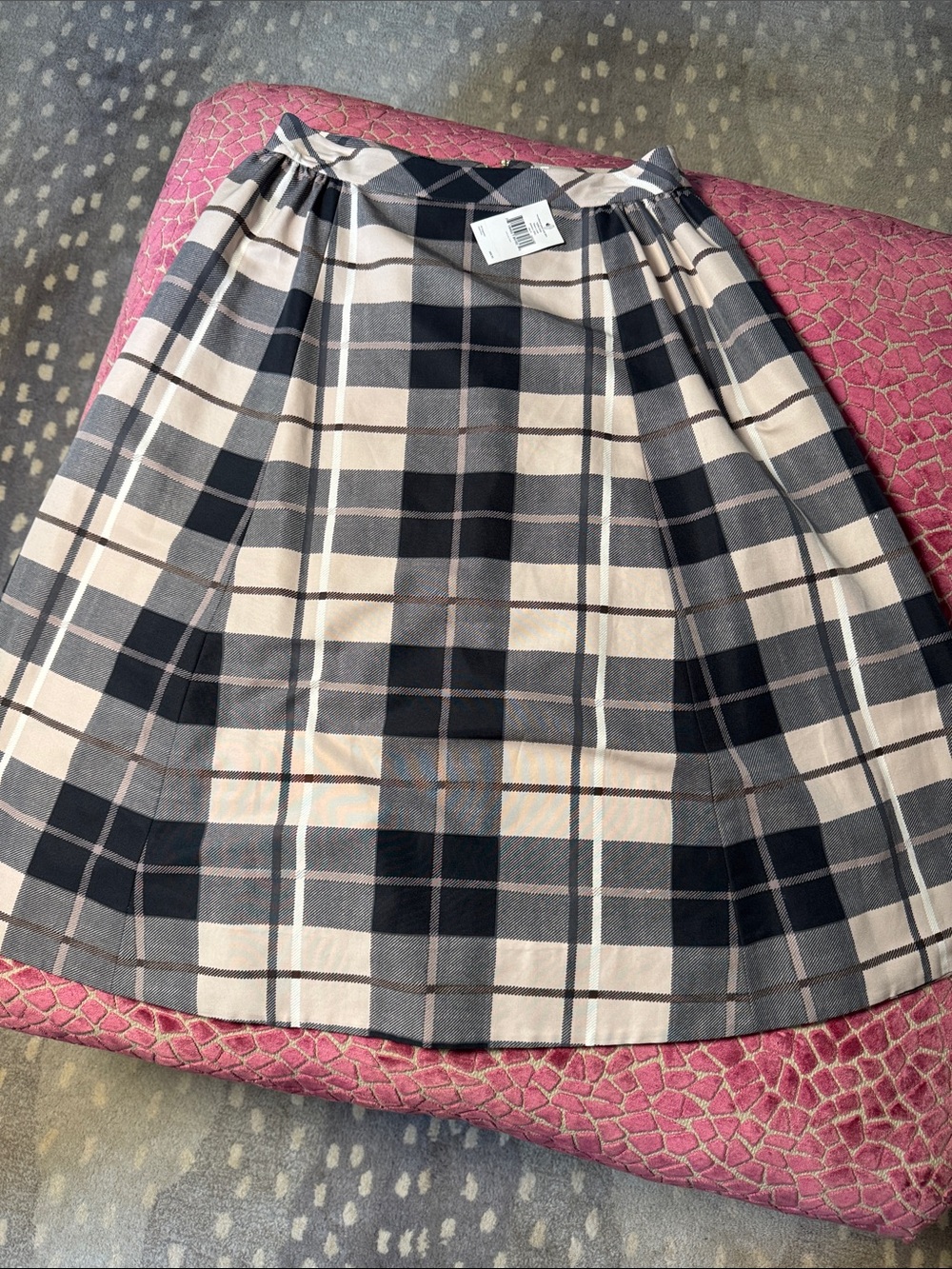 kate spade Black and Cream Plaid Circle Skirt